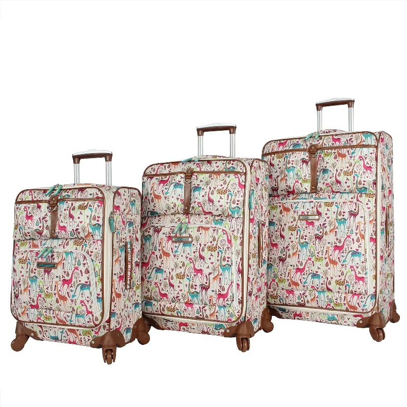 Hanging toiletry bags with multiple compartments for bathroom essentialsGiraffe Park 3Pc Softside Expandable Spinner Set (20/24/28)