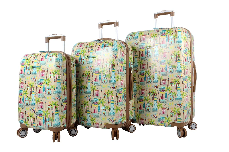 Neck pillows with memory foam for comfortable in - flight or car ridesLily Bloom Hardside Luggage 3 Piece Design Pattern Spinner Suitcase For Woman (Beach House)