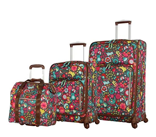 Waterproof luggage covers for protection against rain on outdoor tripsLily Bloom Luggage 3 Piece Softside Spinner Suitcase Set Collection (Playful Gray)