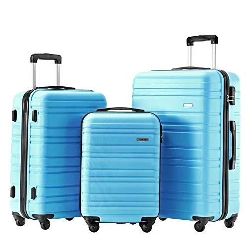 Travel document holders with multiple slots for passports and ticketsLuggage Set 3 Piece Set Suitcase set Spinner Hard shell Lightweight (skyblue)