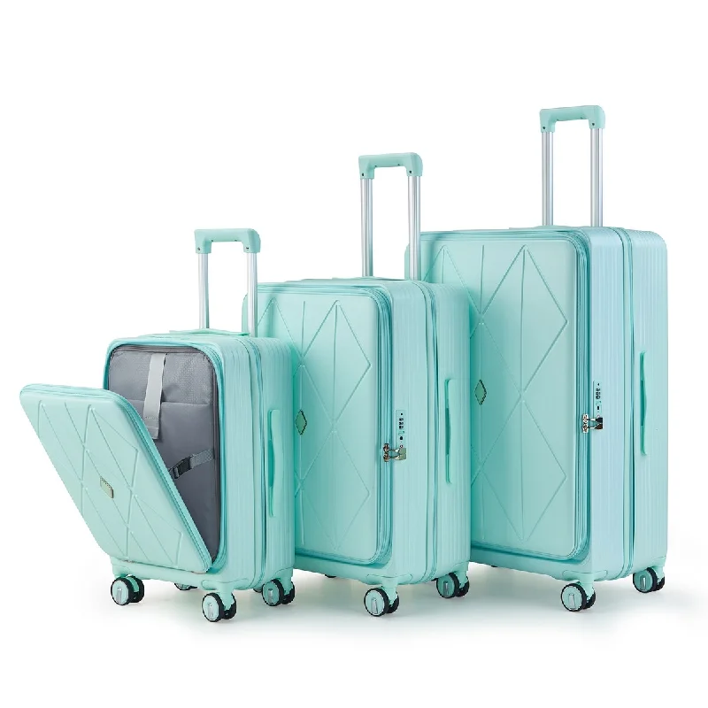 Luggage straps with buckle closures to secure overstuffed bagsLuggage Sets Expandable Lightweight & Durable Expandable 3 Piece Set Suitcase with Spinner Wheels TSA Lock Carry On, Light Blue