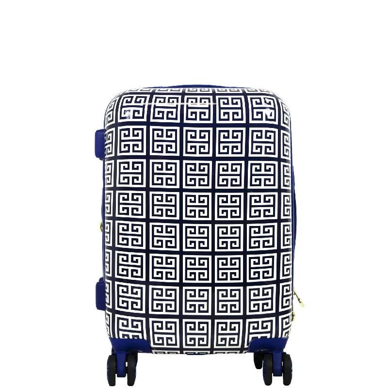 Portable shoe bags to keep footwear separate in suitcasesMacbeth Collection Women's Geo 21 inch Spinner Luggage, Blue