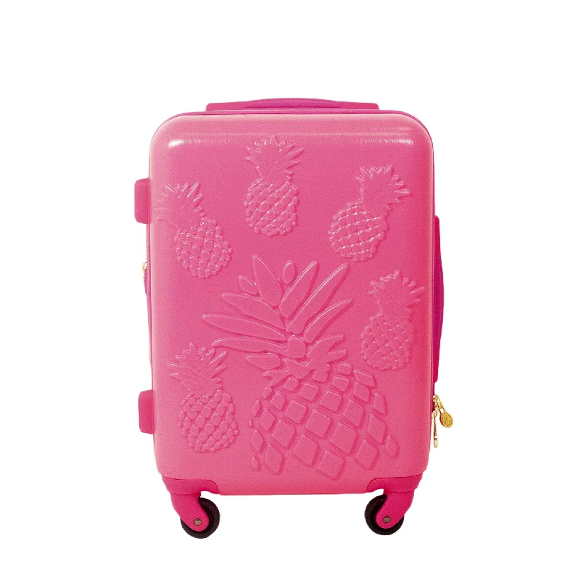 Travel document holders with multiple slots for passports and ticketsMacbeth Collection Women's Pineapple 21" Spinner Luggage, Magenta