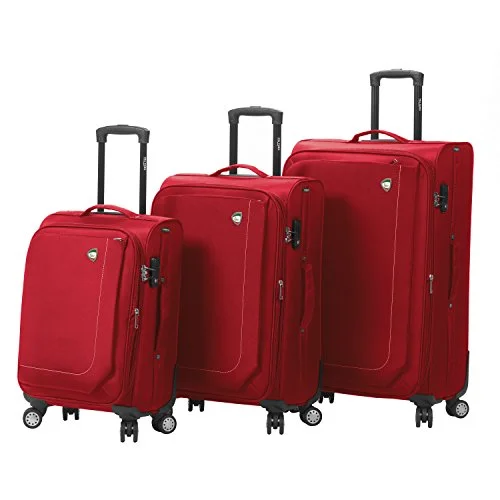 Hanging toiletry bags with multiple compartments for bathroom essentialsMia Toro Madesimo Softside Spinner Luggage 3 Piece Set, Red