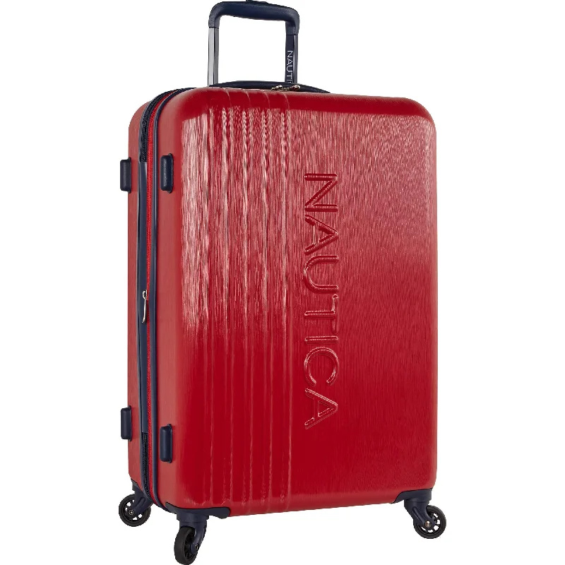 Luggage trolley organizers to hold small items like keys and phonesNautica Ahoy Hardside Expandable 4-Wheeled Luggage-24 Inch Checked Size, Red/Navy