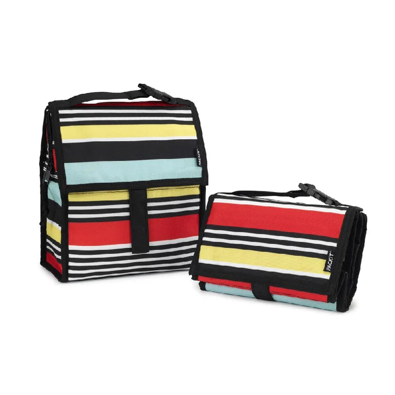Hanging toiletry bags with multiple compartments for bathroom essentialsPACKiT Freezable Surf Stripe Lunch Bag