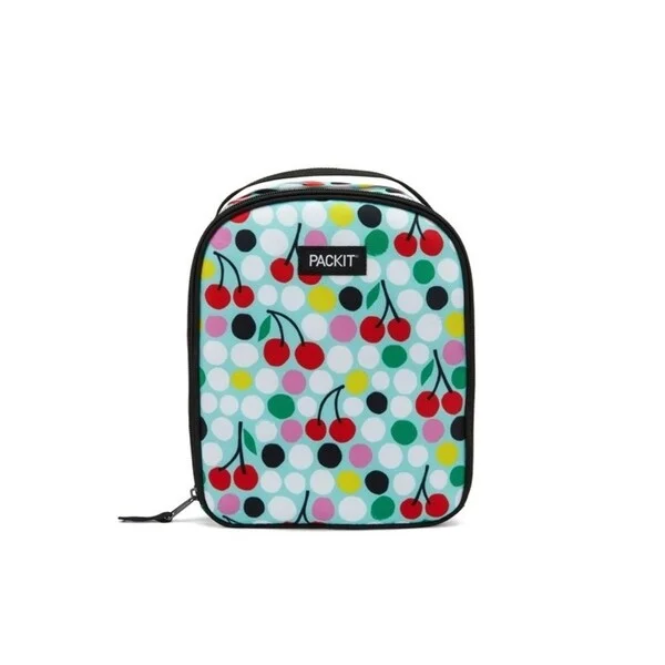 Magnetic luggage labels that can be easily changed or removedPACKIT UPRIGHT BACKPACK - Cherry Dots