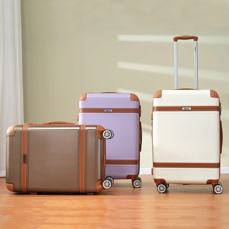 Leather luggage handles for a comfortable and stylish gripPurple Trunk SetsHardside Expandable Spinner Wheel 3-Piece Suitcase Set (20/24/28) Carry On Hardside Luggage with TSA Lock