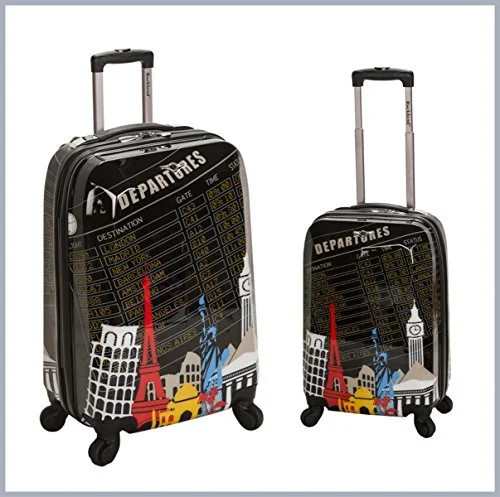 Luggage straps with buckle closures to secure overstuffed bagsRockland 2-Pc. Departure Polycarbonate Upright Luggage Set