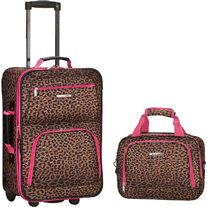 Travel document holders with multiple slots for passports and ticketsRockland 2 Piece Luggage Set Pink Leopard