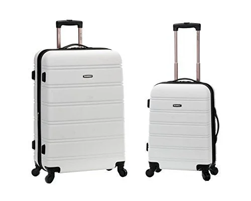 Leather luggage handles for a comfortable and stylish gripRockland 20 Inch 28 Inch 2Pc Expandable Abs Spinner Set, White, One Size Leather luggage handles for a comfortable and stylish gripRockland 20 Inch 28 Inch 2Pc Expandable Abs Spinner Set, White, One Size