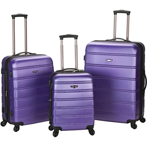 Travel garment hangers that are foldable for easy packingRockland Luggage Melbourne 3 Piece Set, Purple