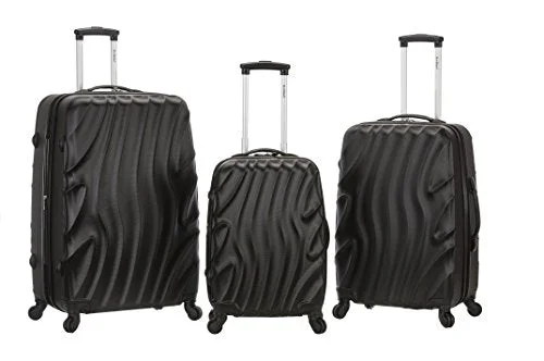 Portable shoe bags to keep footwear separate in suitcasesRockland Melbourne 3 Piece Abs Luggage Set, Blackwave, One Size
