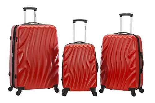 Charging station travel adapters with multiple USB ports for powering devices on the goRockland Melbourne 3 Piece Abs Luggage Set, Redwave, One Size
