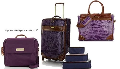 Anti - theft RFID blocking travel wallet for safe money and card storageSamantha Brown Weekender Set 25" Wheeled Upright + Crossbody Bag, Plus Extras~Purple Anti - theft RFID blocking travel wallet for safe money and card storageSamantha Brown Weekender Set 25" Wheeled Upright + Crossbody Bag, Plus Extras~Purple