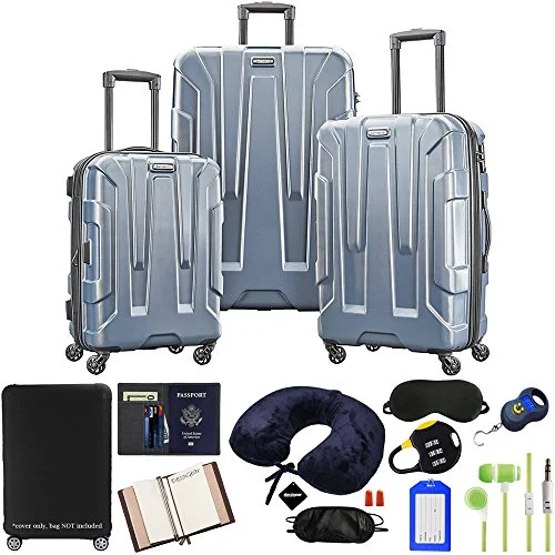 Compression packing bags to save space in travel backpacksSamsonite Centric 3-Piece Nested Luggage Set With Accessory Kit (Blue Slate)