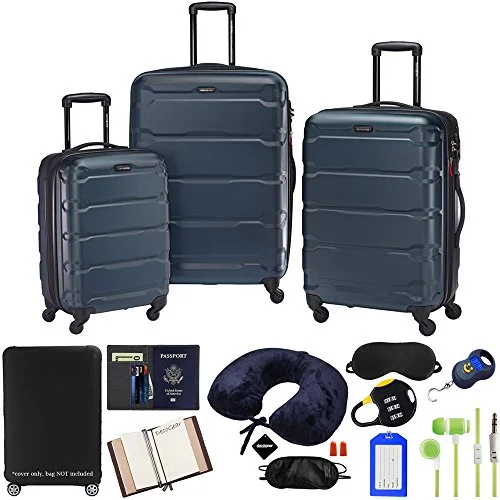 Compression packing bags to save space in travel backpacksSamsonite Omni 3-Piece Nested Spinner Set - Teal With Luggage Accessory Kit