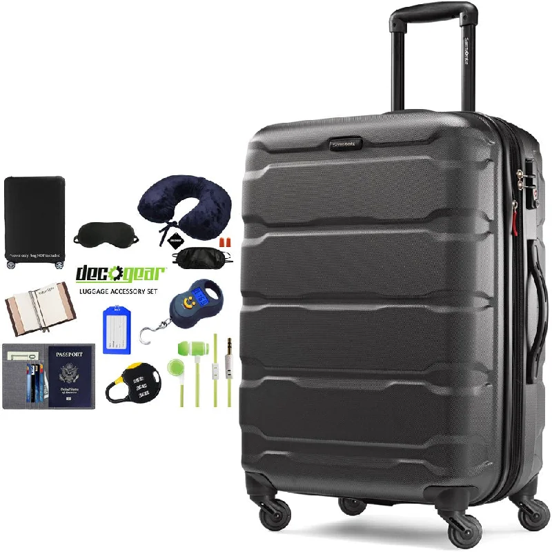 Lightweight luggage tags with personalized names and contact info for easy identificationSamsonite Omni Hardside Luggage 28" Spinner Black (68310-1041) with Deco Gear Ultimate 10pc Luggage Accessory Kit