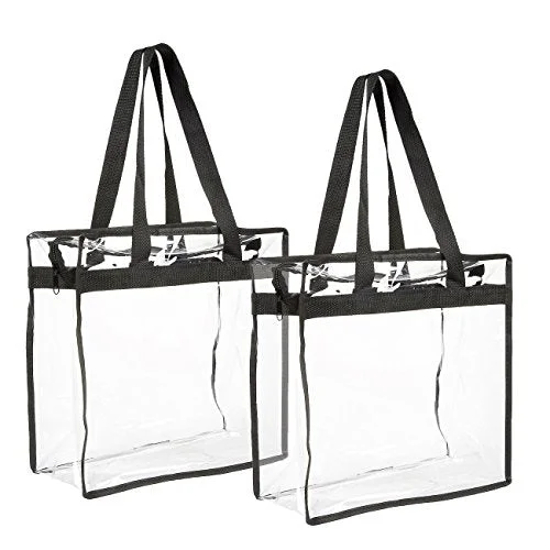 Anti - theft RFID blocking travel wallet for safe money and card storageStadium Approved Clear Plastic Tote Bags with Handles (11.75 x 11.5 x 5.75 In, 2 Pack)