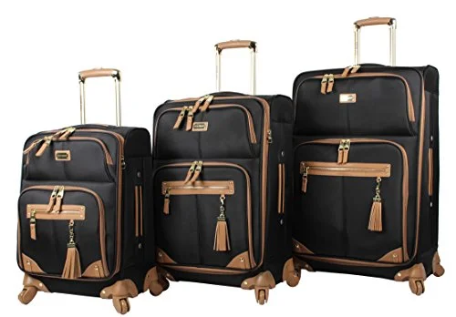 Travel document holders with multiple slots for passports and ticketsSteve Madden Luggage 3 Piece Softside Spinner Suitcase Set Collection (One Size, Harlo Black) Travel document holders with multiple slots for passports and ticketsSteve Madden Luggage 3 Piece Softside Spinner Suitcase Set Collection (One Size, Harlo Black)