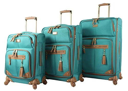 Lightweight luggage tags with personalized names and contact info for easy identificationSteve Madden Luggage 3 Piece Softside Spinner Suitcase Set Collection (One Size, Harlo Teal Blue)