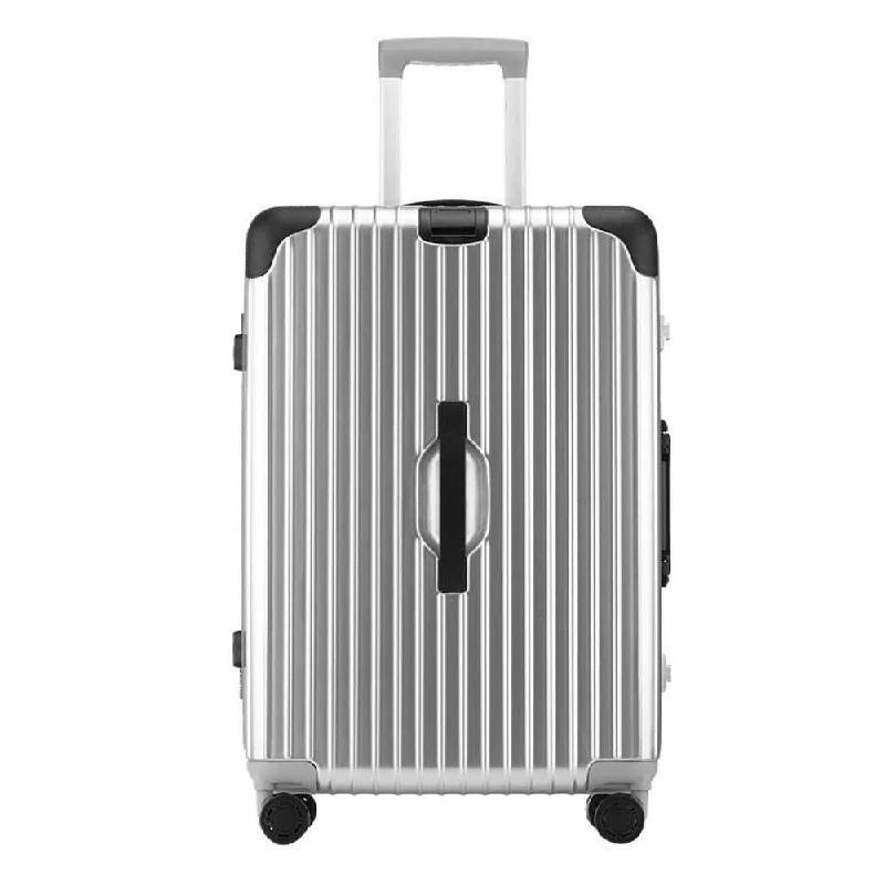 Anti - theft RFID blocking travel wallet for safe money and card storageSuitcase, Aluminum Frame Trolley Case, Universal Wheel Luggage Code Suitcase High-Grade Aluminum Frame, Silver, 26 inch