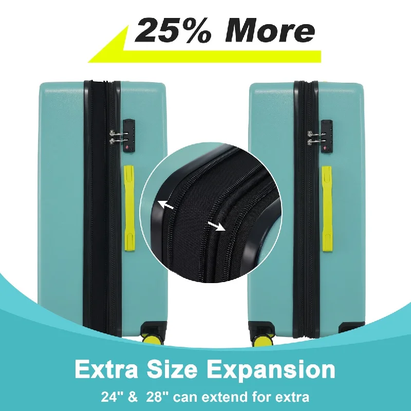Earplugs and eye masks set for a good sleep during long - haul flightsTeal Blue Contrast Color 3 Piece Luggage Set Hardside Expandable Suitcase Lightweight Durable Suitcase Double Wheels w/ TSA Lock