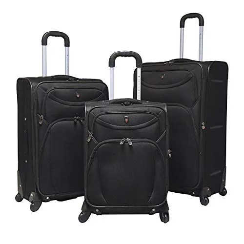 Anti - theft RFID blocking travel wallet for safe money and card storageTravelers Club Eva-24703-001 D-Luxe 3 Piece Softside Expandable Spinner Luggage Set44; Black