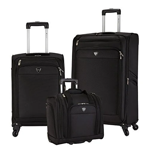 Luggage straps with buckle closures to secure overstuffed bagsTravelers Club Luggage Monterey 3-Piece Softside Luggage Set, Black