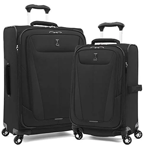 Leather luggage handles for a comfortable and stylish gripTravelpro Maxlite 5 Set Of 21"|25" Spinners Black