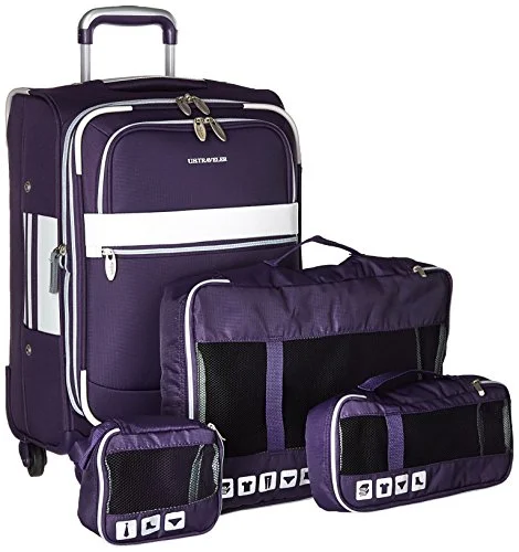 TSA-approved combination locks for luggage security during international travelUs Traveler Alamosa 4-Piece Carry-On Luggage Set, Purple