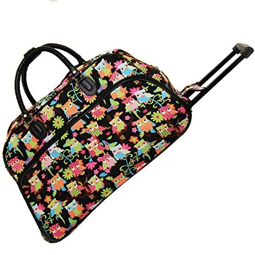 Luggage trolley organizers to hold small items like keys and phonesWorld Traveler 21-Inch Carry-On Rolling Duffel Bag, Multi Owl
