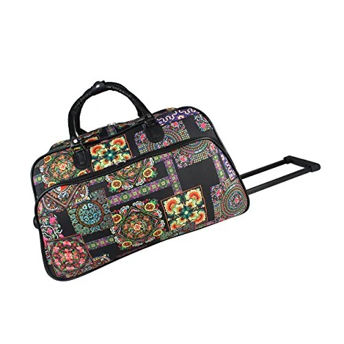 Hanging toiletry bags with multiple compartments for bathroom essentialsWorld Traveler 21-inch Carry-on Rolling Duffel Bag-Multi Patchwork, One Size
