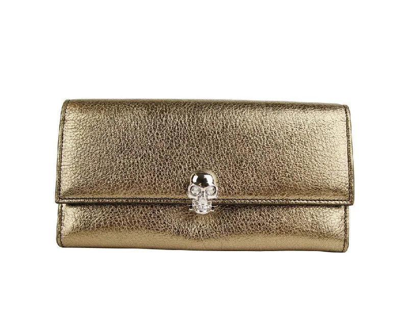 Eco-friendly money clips made from sustainable materialsAlexander McQueen Women's Metallic Leather Flap With Skull Wallet Eco-friendly money clips made from sustainable materialsAlexander McQueen Women's Metallic Leather Flap With Skull Wallet