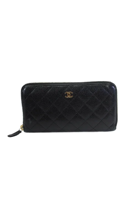 Women's money clip in a pastel color paletteChanel Womens Leather Quilted Texture Gold Tone Zip Around Wallet Black Women's money clip in a pastel color paletteChanel Womens Leather Quilted Texture Gold Tone Zip Around Wallet Black