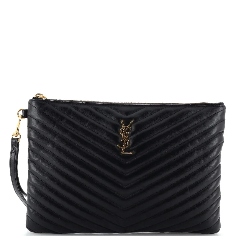 Women's money clip for eco - conscious consumersClassic Monogram Wristlet Pouch Matelasse Chevron Leather Medium Women's money clip for eco - conscious consumersClassic Monogram Wristlet Pouch Matelasse Chevron Leather Medium