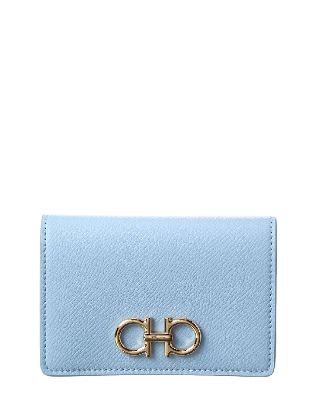 Compact women's money clip for small purses​Ferragamo Gancini Leather Card Holder