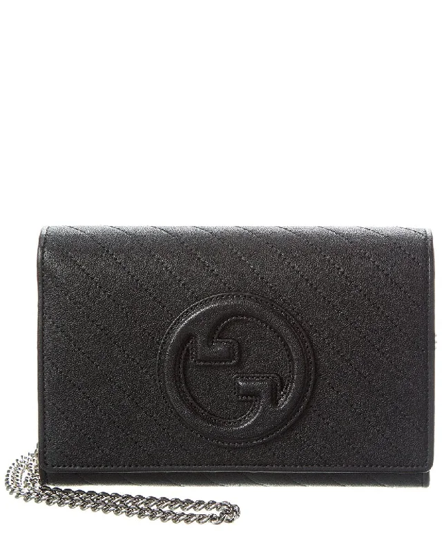 Luxury leather money clips with card slotsGucci Blondie Leather Wallet On Chain