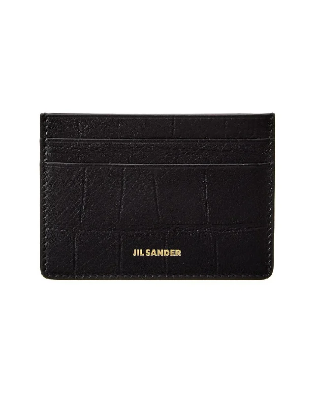 Money clips with magnetic closureJil Sander Logo Croc-Embossed Leather Card Case