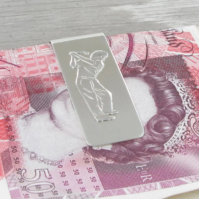 Colorful women's money clip for a pop of style​Money Clip Golf 925 Solid Silver 7795