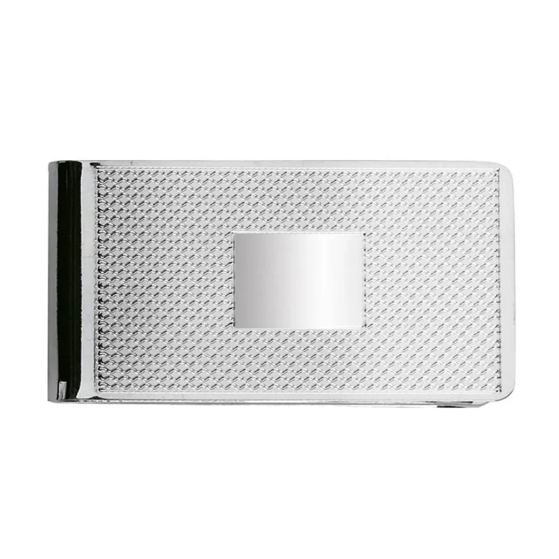 Women's money clip with a magnetic closure​Money Clip Large Engine Turned 925 Silver 8958