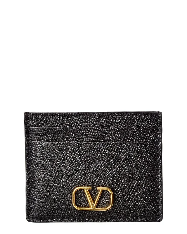 Lightweight money clips for travelValentino VLogo Signature Grainy Leather Card Holder