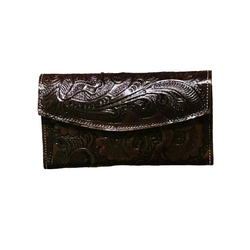 Money clips for women with sleek designsWomen's Tri Fold Tooled Leather Wallet In Brown Money clips for women with sleek designsWomen's Tri Fold Tooled Leather Wallet In Brown