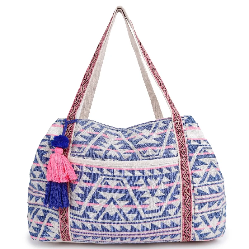 Women's Tote Bag with Inner Compartments in Gray for Organizing Everyday EssentialsASTRID Multi Color Tote Bags With Webbing Handle Highlighted with PomPom lace,Beautiful Hanging Tassel Women's Tote Bag with Inner Compartments in Gray for Organizing Everyday EssentialsASTRID Multi Color Tote Bags With Webbing Handle Highlighted with PomPom lace,Beautiful Hanging Tassel