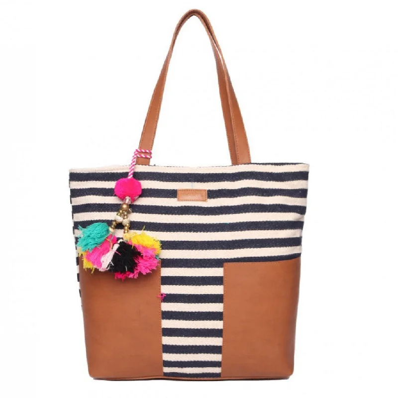 Metallic Tote Bag in Rose Gold with Chain Handles for a Glamorous Night OutStriped Womens Tote Bag Medium Size With Beautiful Tassel Metallic Tote Bag in Rose Gold with Chain Handles for a Glamorous Night OutStriped Womens Tote Bag Medium Size With Beautiful Tassel