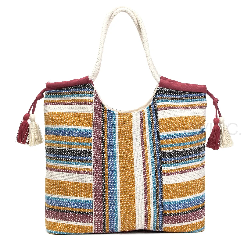 Waterproof Tote Bag in Yellow for Outdoor Activities in Wet WeatherAstrid Women Mustard Jacquard Cotton Rope Shoulder Bag With Tassels Waterproof Tote Bag in Yellow for Outdoor Activities in Wet WeatherAstrid Women Mustard Jacquard Cotton Rope Shoulder Bag With Tassels