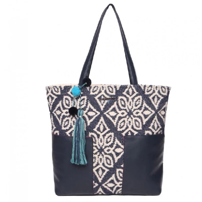 Medium - Sized Canvas Tote Bag in Navy Blue with Striped Pattern for a Nautical - Inspired LookWomens Tote Bag Medium Size With Beautiful Tassel Medium - Sized Canvas Tote Bag in Navy Blue with Striped Pattern for a Nautical - Inspired LookWomens Tote Bag Medium Size With Beautiful Tassel