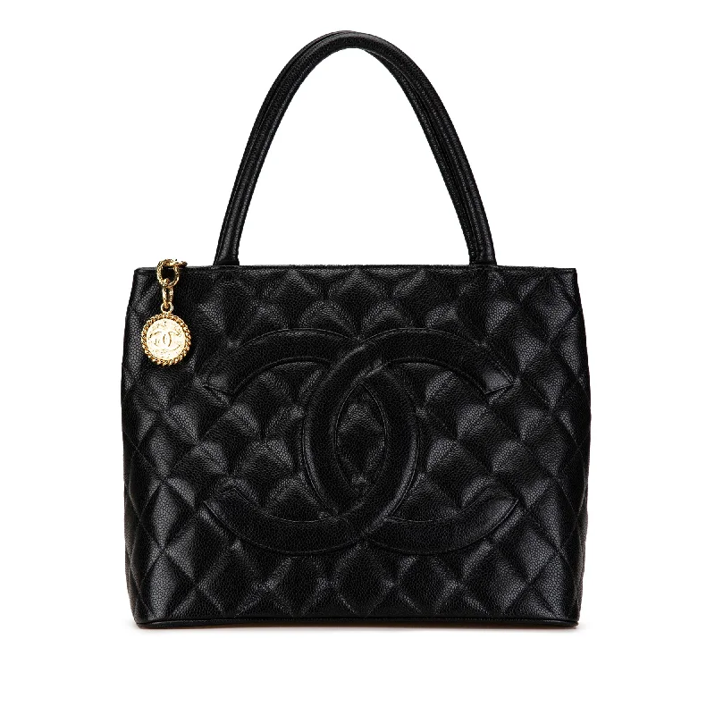 Tote Bag with RFID - Blocking Pocket in Black for Protecting Your Cards and InformationBlack Chanel Caviar Medallion Tote Tote Bag with RFID - Blocking Pocket in Black for Protecting Your Cards and InformationBlack Chanel Caviar Medallion Tote
