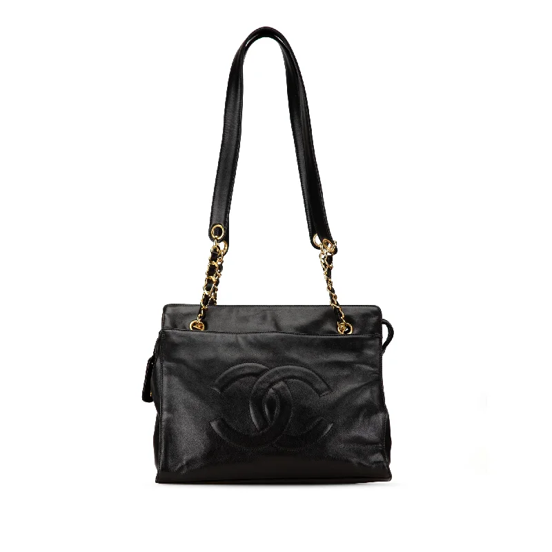 Small Vegan Leather Tote Bag in Blush Pink with Gold - Tone Hardware for a Feminine and Stylish AccessoryBlack Chanel CC Lambskin Chain Tote Small Vegan Leather Tote Bag in Blush Pink with Gold - Tone Hardware for a Feminine and Stylish AccessoryBlack Chanel CC Lambskin Chain Tote