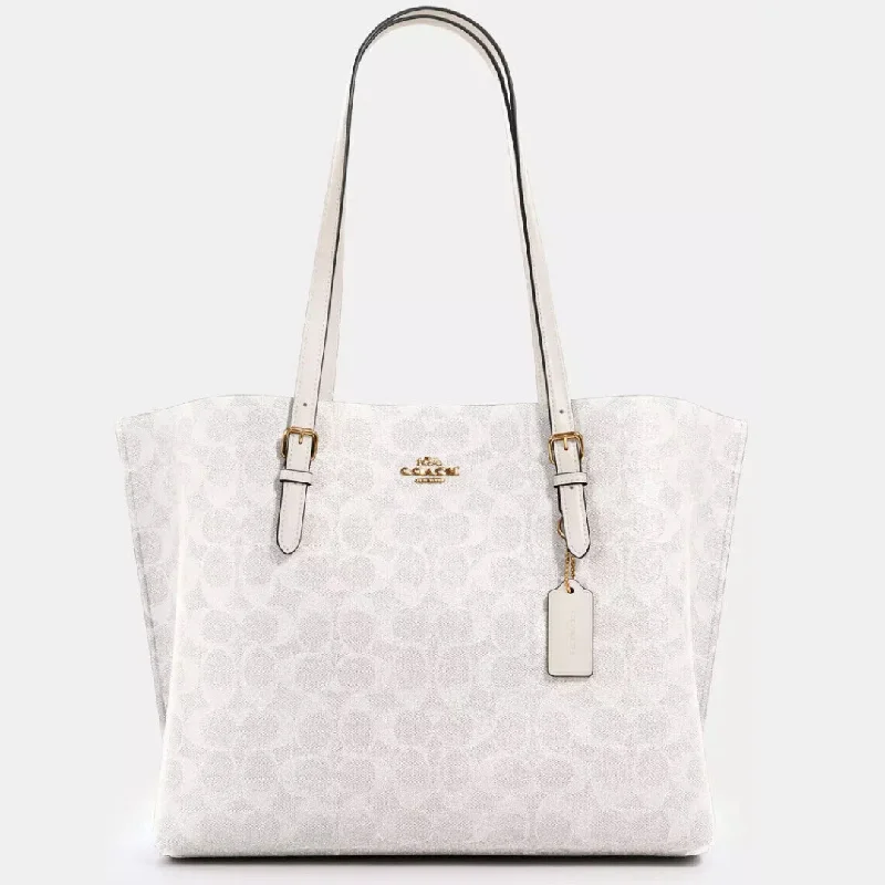 Faux Fur - Trimmed Tote Bag in White for a Cozy Winter LookC.O.A.C.H Mollie TOTE BAG Faux Fur - Trimmed Tote Bag in White for a Cozy Winter LookC.O.A.C.H Mollie TOTE BAG